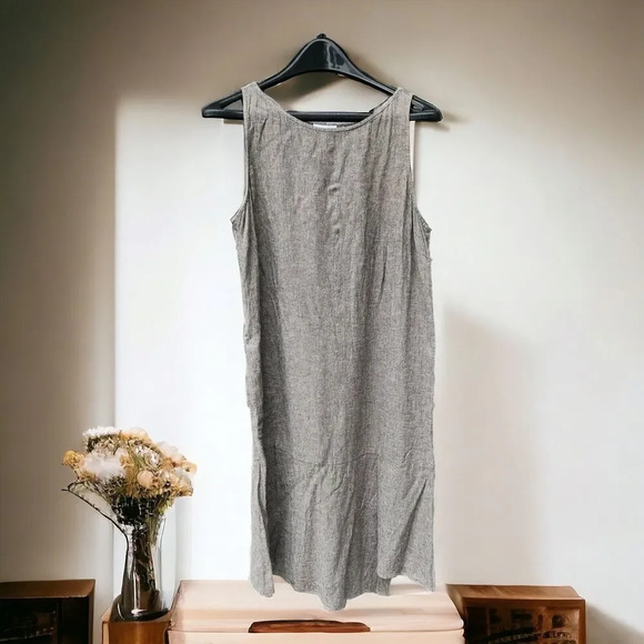 J. Jill Pure Jill Linen Blend Asymmetrical Sleeveless Dress lagenlook Med Petite - Picture 1 of 8